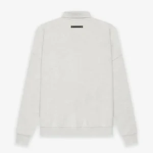 fear of god essentials long sleeve polo sweatshirt gray